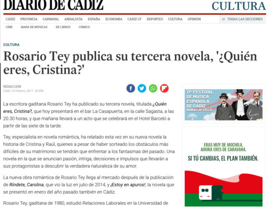 Rosario Tey presenta su tercera novela, "¿Quién eres, Cristina?"